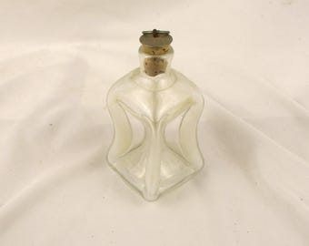 Unusual Indented Apothecary or Pharmacy Empty Pinch Bottle, Late 19th Century Clear Glass