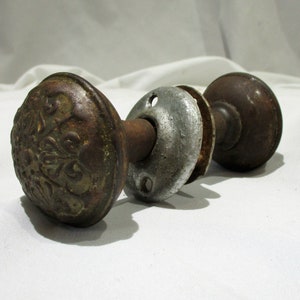 Doorknobs, PAIR of Matching Antique Early 1900s Arts & Crafts or Art Nouveau Door Hardware, Architectural Salvage