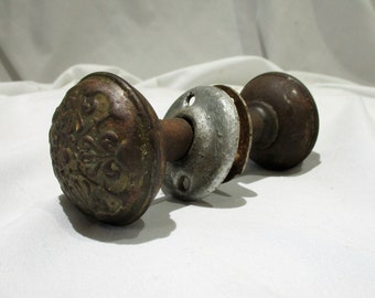 Doorknobs, PAIR of Matching Antique Early 1900s Arts & Crafts or Art Nouveau Door Hardware, Architectural Salvage