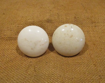 White Porcelain Doorknobs: Victorian Antique Architectural Salvage Pair