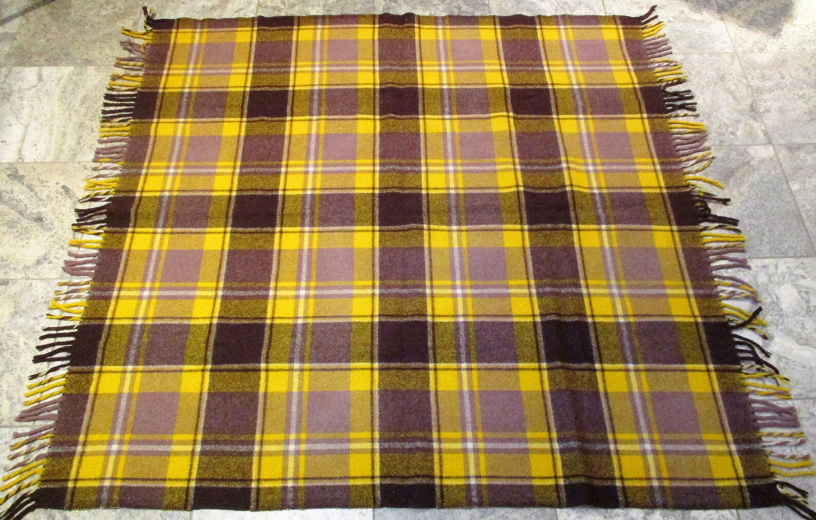 Plaid Blanket Vintage Country Yellow Plaid Throw 100 Wool Etsy
