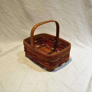 Longaberger Basket, Signed Vintage American Splint Maple Basket, Cranberry Market Basket