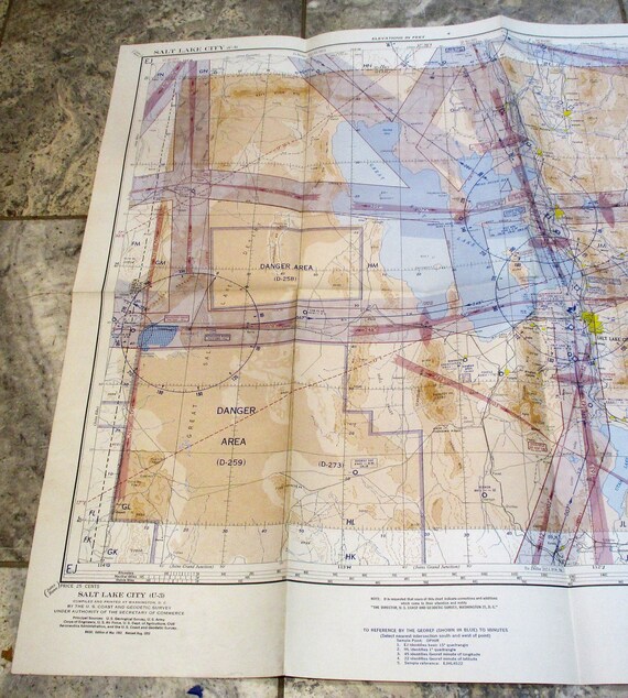 Vintage 1954 Salt Lake City Aeronautical Map: Utah, Wyoming, Idaho