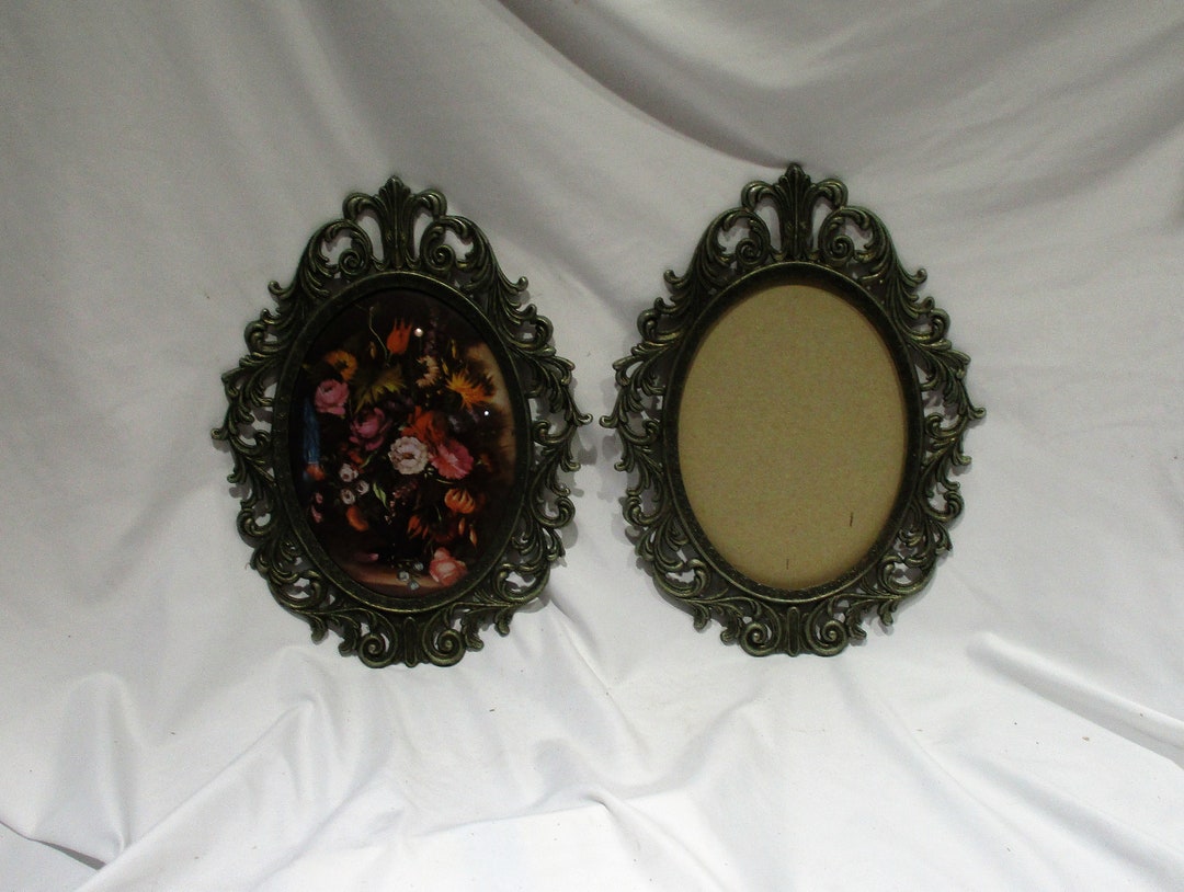 Oval Large Metal Frames, Matching PAIR, Vintage Acanthus Leaf Picture