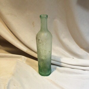 Glass Bottle, Early 20th Century Light Green Bottle, European Bottle, Olive Oil Bottle