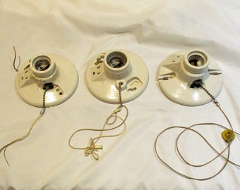 American Vintage Porcelain Lighting Receptacles, Old Lighting Salvage, Architectural Salvage