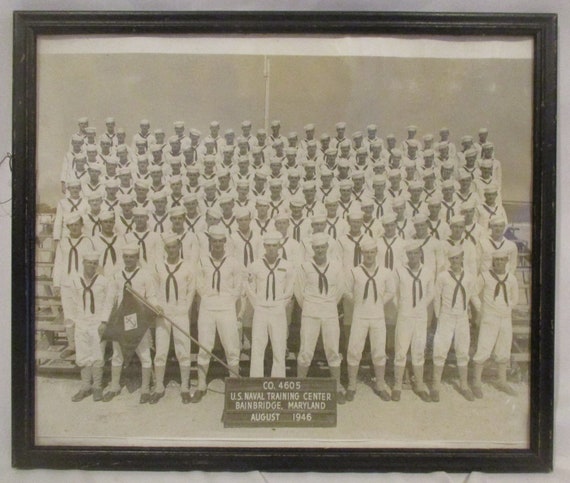 ビンテージ　フォト　写真　40s US NAVY フレーム付き Vintage 1946 US Navy Photo: Bainbridge, Maryland Framed Military