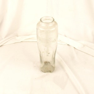 Candle Vases, Altar Candle Holder, Catholic Church Salvage, Embossed Cross Detail, Clear Sanctuary Glass