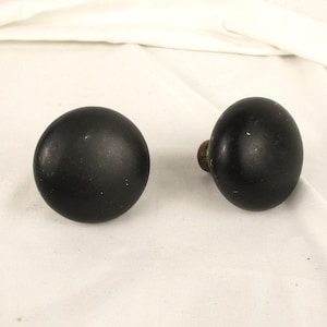 Victorian Black Porcelain Doorknob Pair: Antique Architectural Salvage