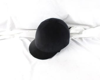 Black Velvet Equestrian Vintage Riding Helmet - Size 7