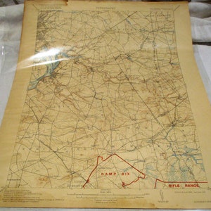 1918 Antique Topographical Map, Trenton, New Jersey and Camp Dix, Bordentown Quadrangle Historic Map