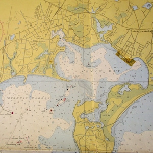 1953 Hyannis Harbor, Massachusetts Coastline, Vintage Maritime Shore and Sounding Map, Eastern Seaboard Map