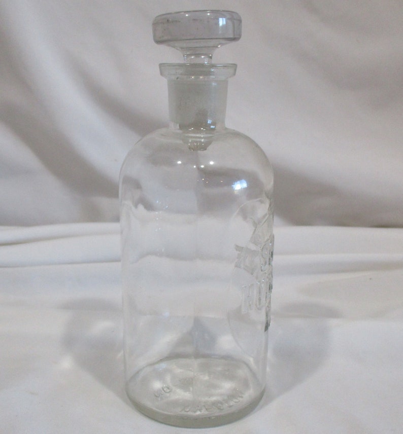 Vintage Wheaton Apothecary Bottle: Embossed Sodium Hydroxide, Frosted Stopper image 6