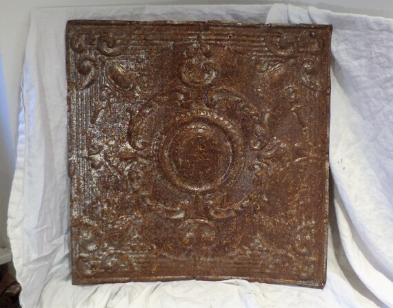 Tin Ceiling Tile Large Medallion Design Neoclassical Etsy