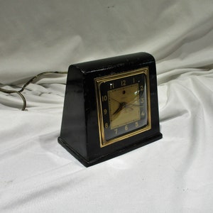 Vintage Telechron Art Deco Electric Clock - Black Lacquer, Working