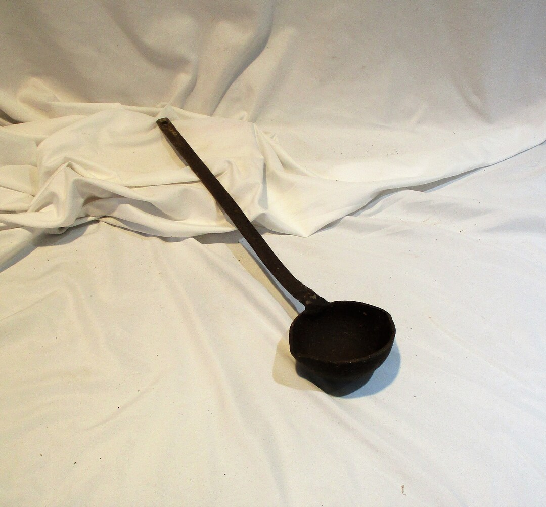 Metal Crucible, Antique Industrial Smelting Tool, Marked