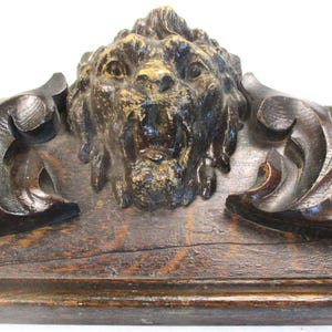 Carved Wood Lion Pediment: 19th Century Eastlake Architectural Salvage