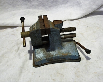Old Anvil Vise, Vacu Vise Table or Bench Vise, Vintage Shop and Jeweler's Tool, Hardware Workshop Salvage