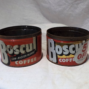 Vintage Boscul Coffee Tins: Retro Advertising, Decorative Pair