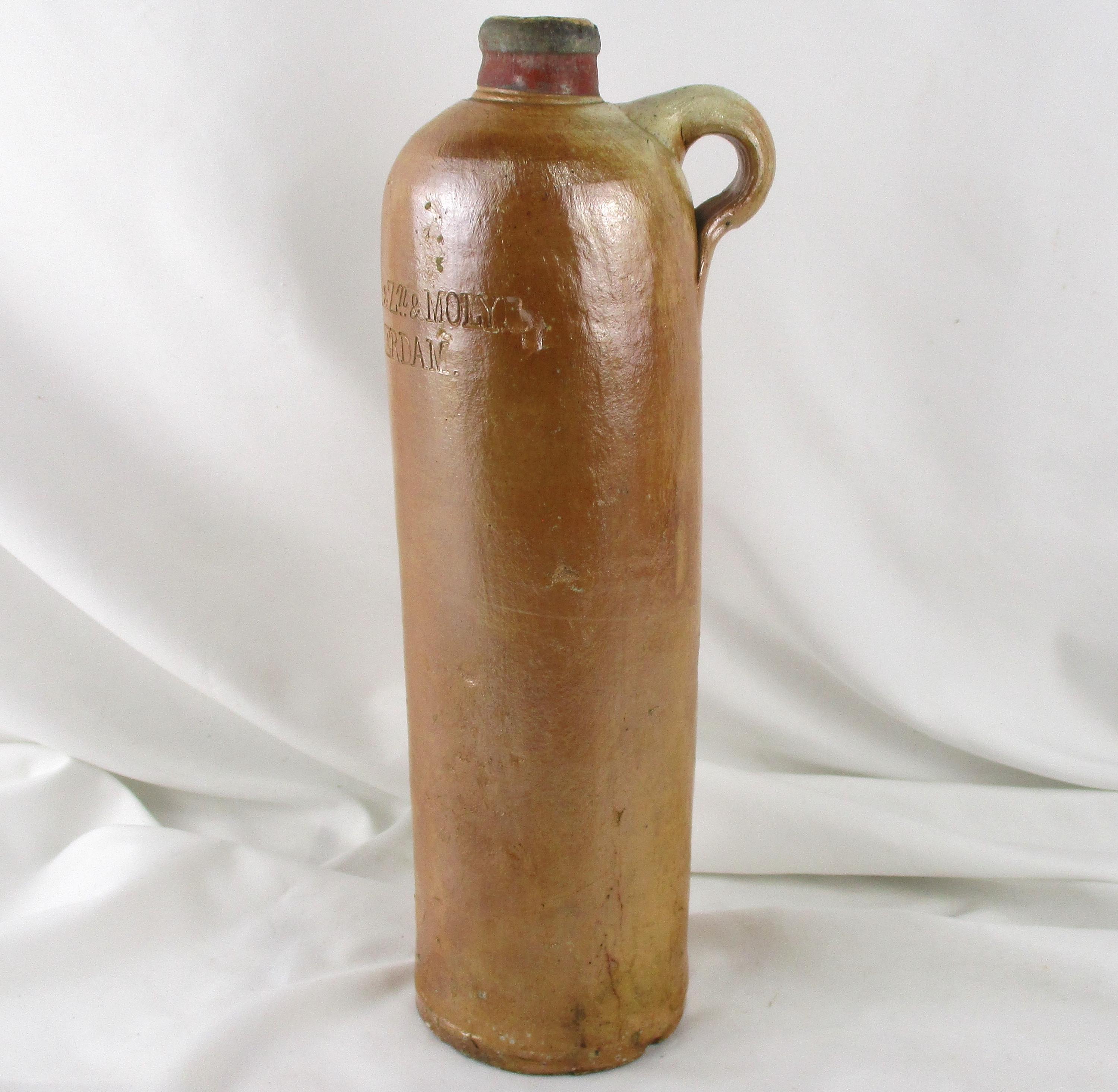 オランダの瓶　② Antique Glazed Clay Jug: European Mineral Water Bottle, Rotterdam