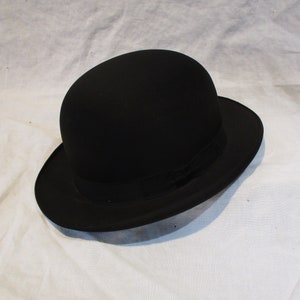 Vintage Black Felt Bowler Hat - 1900s Derby - &quot;Thomas Crown Affair&quot; Style