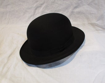 Vintage Hat, Black Bowler Derby Hat, Thomas Crown Affair, Antique Millinery, Vintage Clothing and Costume