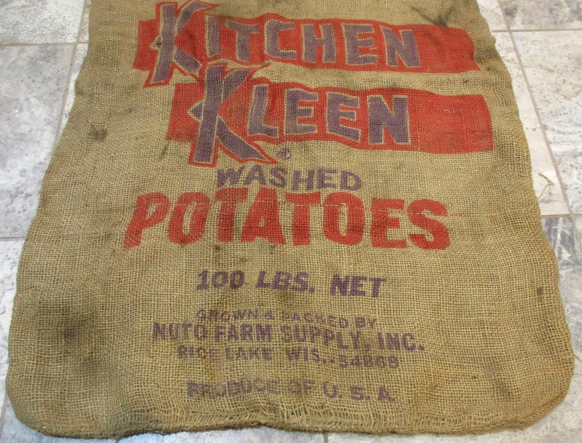 Burlap Potato Sack Retro Kitchen Kleen Brand Potatoes Etsy