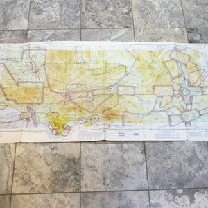 Los Angeles 1964 Map, Sectional Aeronautical Map, Vintage Pilot&#39;s Map, California and Nevada, Vintage Cold War Flight Chart Map
