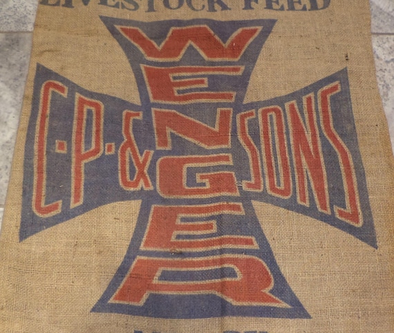 Burlap Sack, Wenger Poultry and Livestock Feed, Vintage Farm and Barn Stock  - Etsy