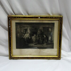 Framed 1800s English Lithograph, The Orphan, Framed Fine Art Salvage