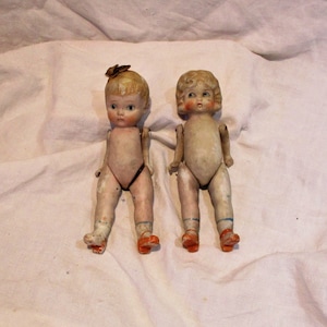 Antique Japanese Bisque Dolls: Boy and Girl Pair