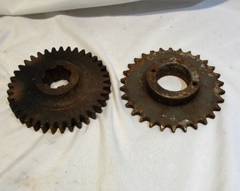 Metal Gears, Cogs or Sprockets, Lot of 2 Gears, Rusty Industrial Factory Salvage