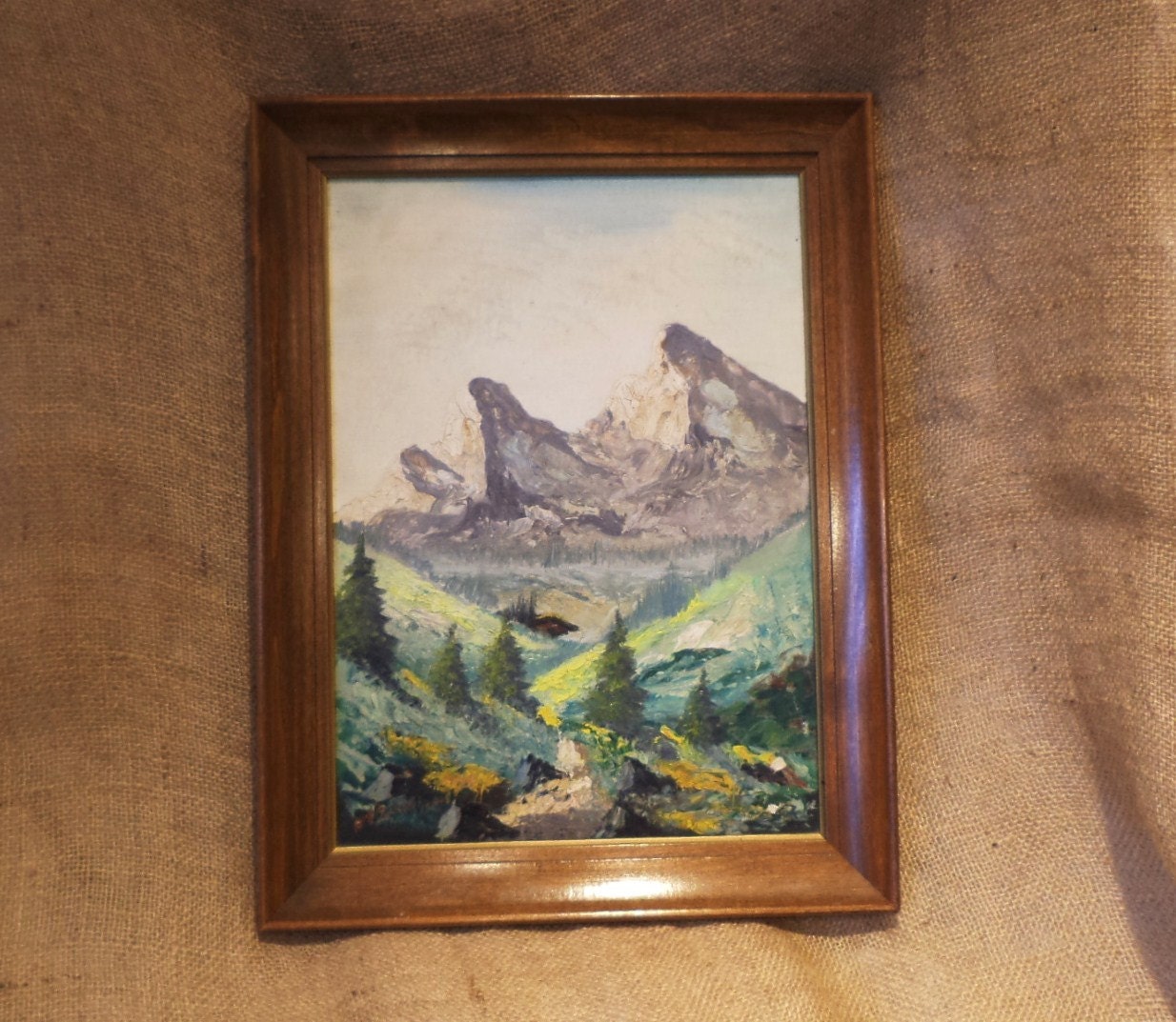 Signed, Framed Original Oil Painting of a Cabin in the Mountains (alps ...