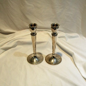 Pair of Pairpoint Candlesticks, Vintage American Silver Plate 19th Century Candle Holders