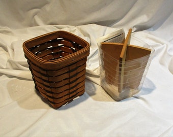 Longaberger Basket, 1995 Heartland Small Spoon Basket, Signed Vintage American Splint Maple Basket, Divider, and Insert