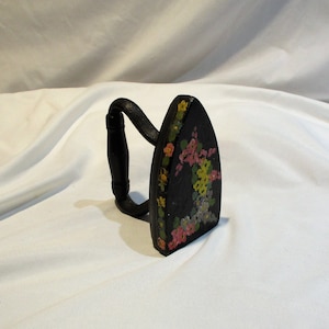 Antique Folk Art Painted Iron: Vintage Floral Doorstop Bookend
