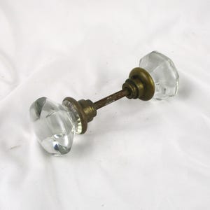 Antique Octagonal Clear Glass Doorknob Set: Victorian Architectural Salvage
