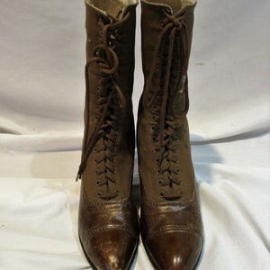 Edwardian Brown Leather and Fabric Two Tone Boots Very Old - Etsy