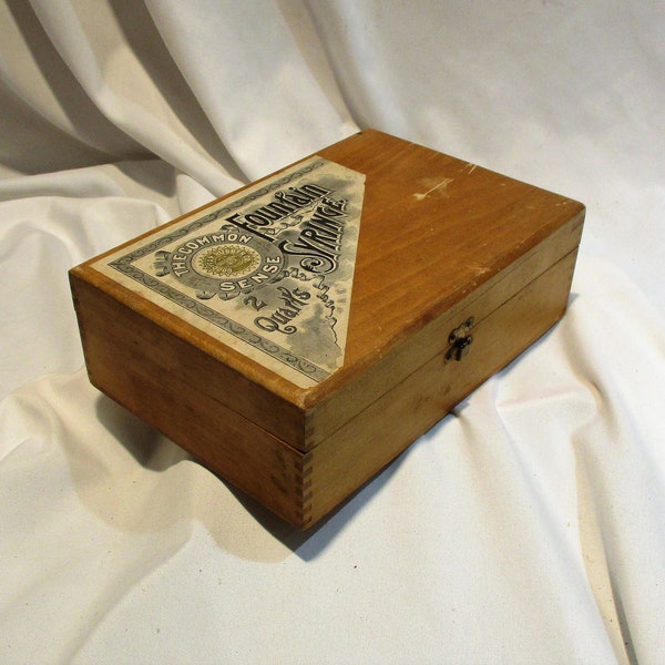 Quack Medicine Box, Common Sense Fountain Syringe Medical Equipment Box, Antique Wood Box, Re-Purpose