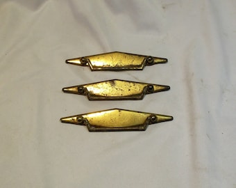 Drawer Pulls, Set of 3 Retro Mid Century Vintage Furniture Hardware Parts and Pulls
