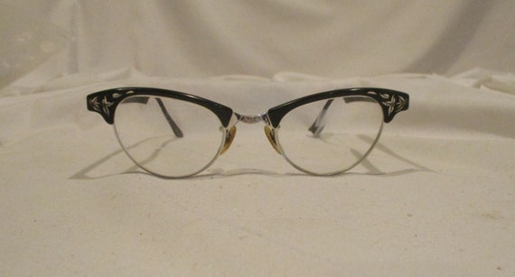 Cat's Eye Glasses, Retro Mid Century Horn Rim Eye… - image 1