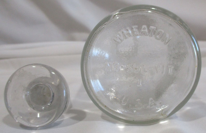 Vintage Wheaton Apothecary Bottle: Embossed Sodium Hydroxide, Frosted Stopper image 9