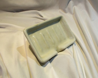 White Porcelain Soap Holder or Soap Dish, Retro Mid Century Bathroom Fixture Renovation Parts