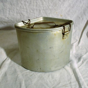 Camping Tin, Vintage Aluminum Mid Century Storage Tin