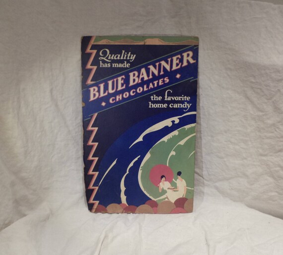 Blue Banner Chocolate Display Sign Retro Advertising Mid Etsy