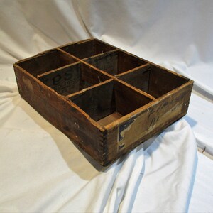 Parts Bin, Old Wood Crate, Re-Purposed Cheese Box Panels made into Finishing Nail Hardware Organizer