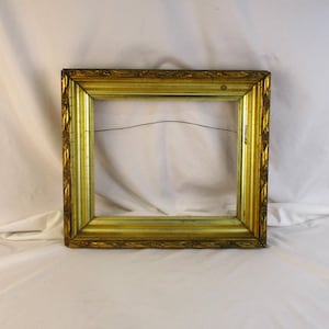 Wood Rectangular Picture Frame, Rococo, Vintage Gold Wood Neoclassical Art Frame, Great Art Salvage