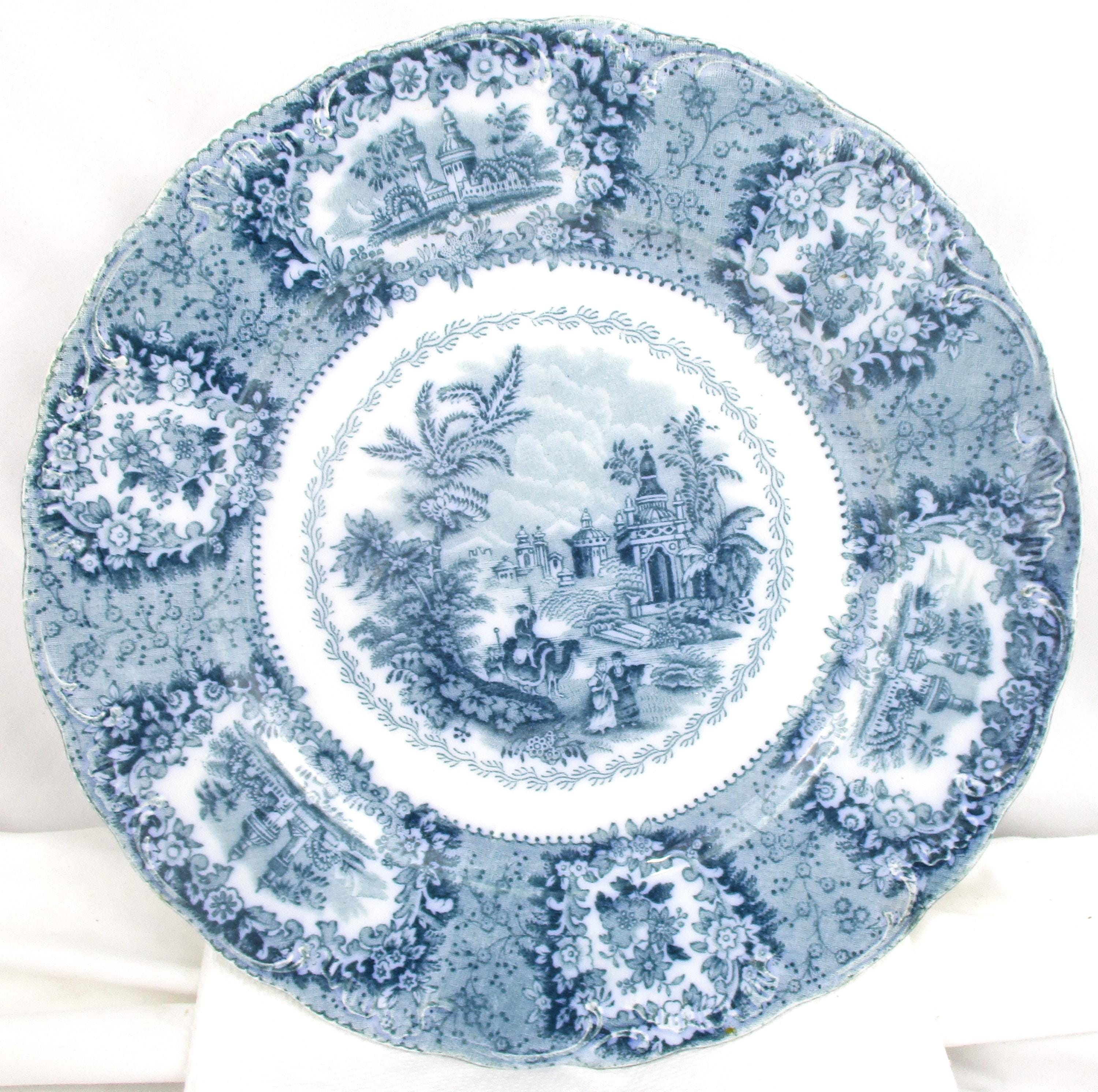 English Antique Staffordshire Plate: Ridgway Oriental Blue