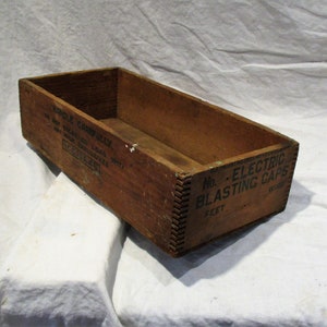 Blasting Caps Box, Antique Box, Old Wood Crate, Atlas Powder Company, Factory Advertising