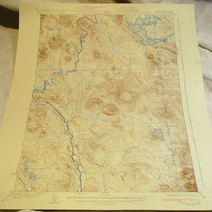 1934 Antique Topographical Map, New Hampshire and Maine Border, Milan Quadrangle Historic Map